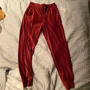 red velvet sweatpants